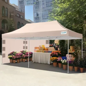 Quictent 10x20 Heavy Duty Pop up Canopy Tent, Commercial Grade Instant Shelter with Wheeled Bag for Outdoor, Beach, Parties, Markets, 500D Silver Coated UPF 50  Sun Shield