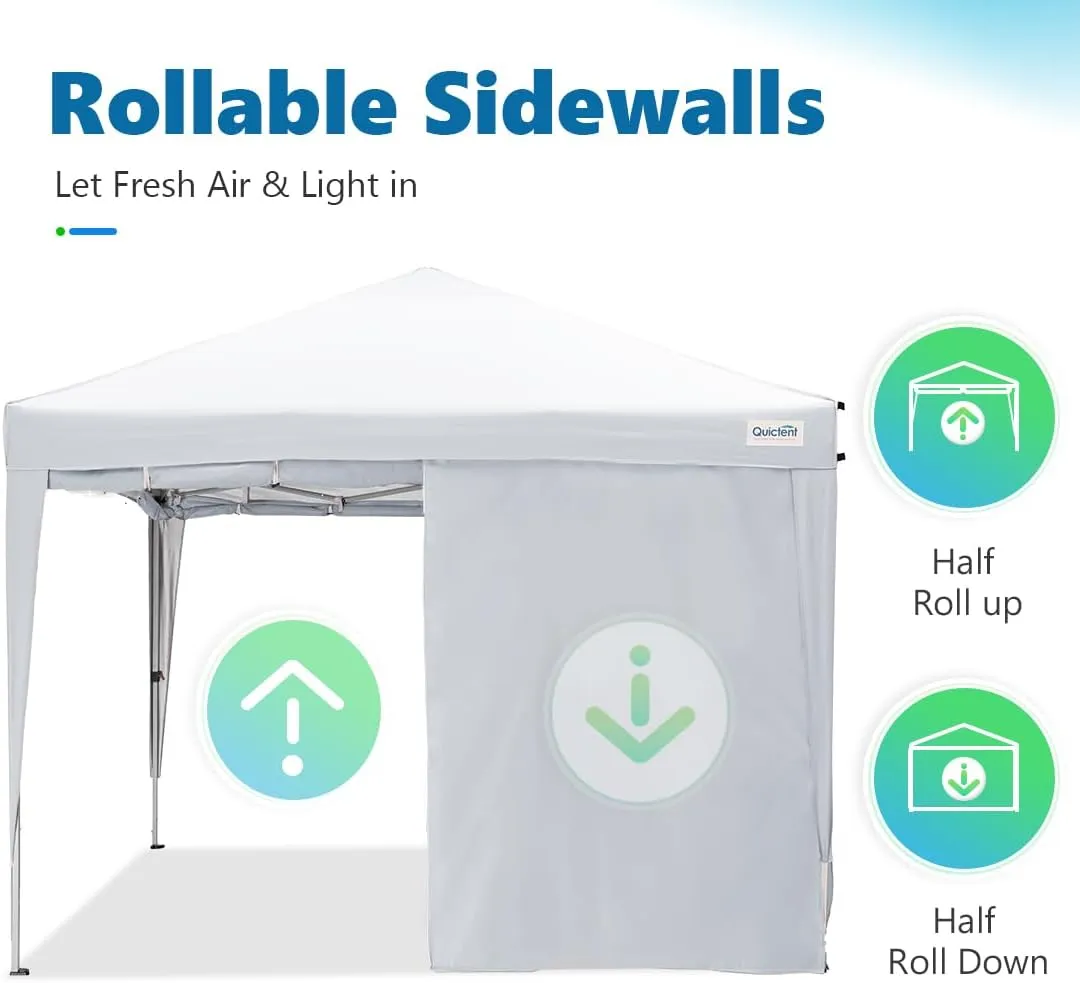Quictent Easy Pop up Canopy Tent 10'x10' with 4 Detachable Window Sidewalls, One Person Setup, Waterproof Outdoor Portable Vendor Event Tent Shelter Enclosed, Wheeled Bag Included