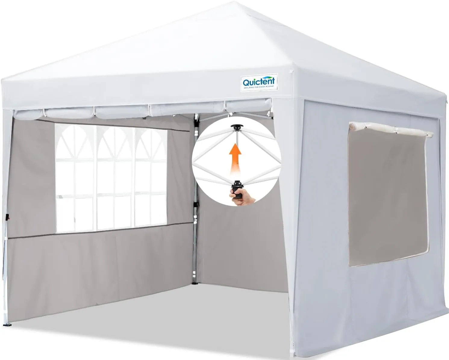 Quictent Easy Pop up Canopy Tent 10'x10' with 4 Detachable Window Sidewalls, One Person Setup, Waterproof Outdoor Portable Vendor Event Tent Shelter Enclosed, Wheeled Bag Included