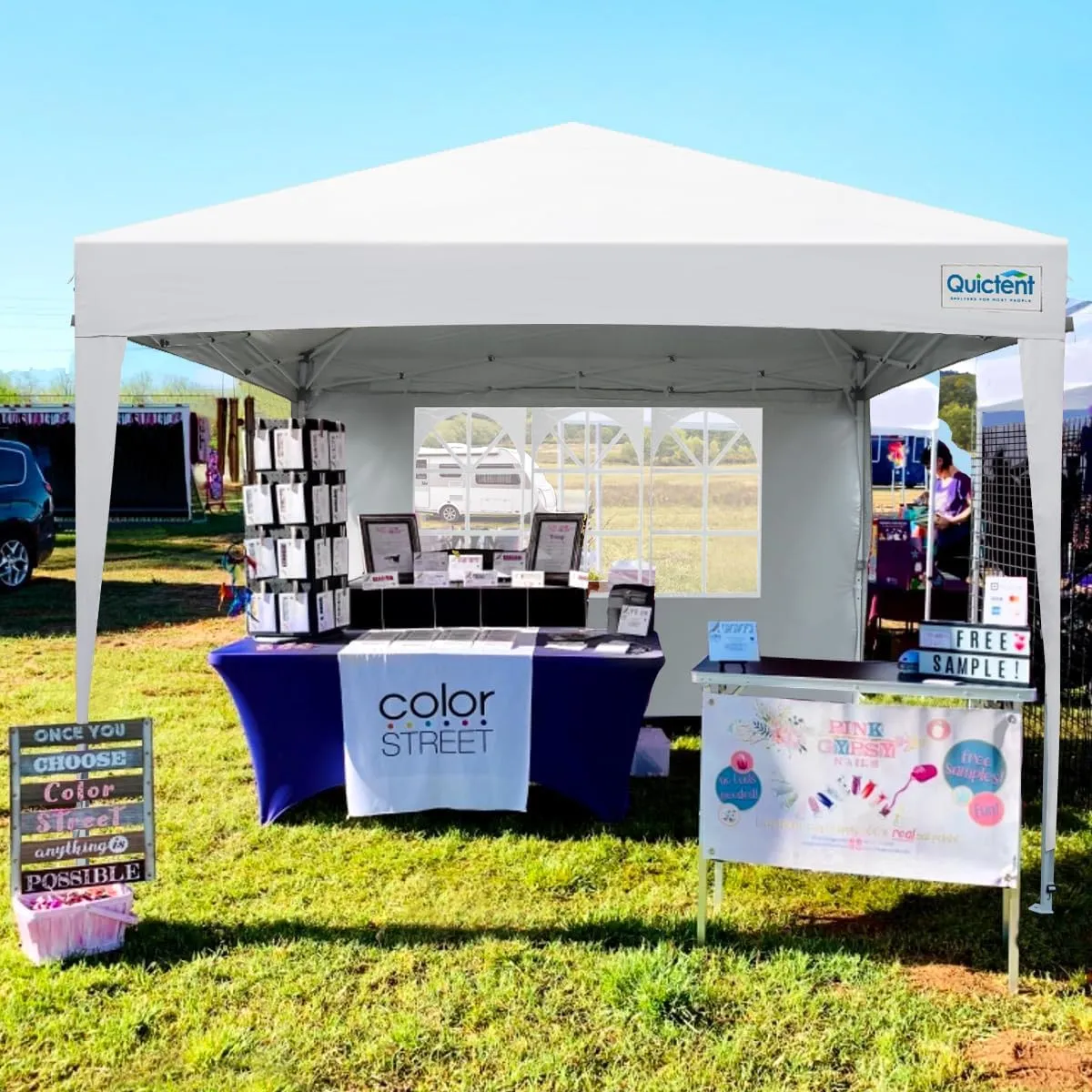 Quictent Easy Pop up Canopy Tent 10'x10' with 4 Detachable Window Sidewalls, One Person Setup, Waterproof Outdoor Portable Vendor Event Tent Shelter Enclosed, Wheeled Bag Included