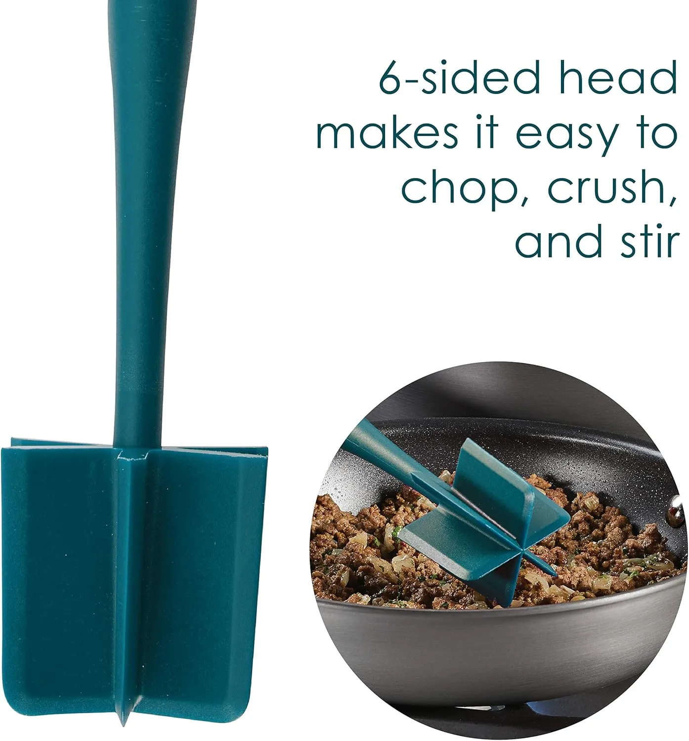 Rachael Ray Tools and Gadgets Lazy Crush & Chop, Flexi Turner, and Scraping Spoon Set / Cooking Utensils - 3 Piece, Teal Blue