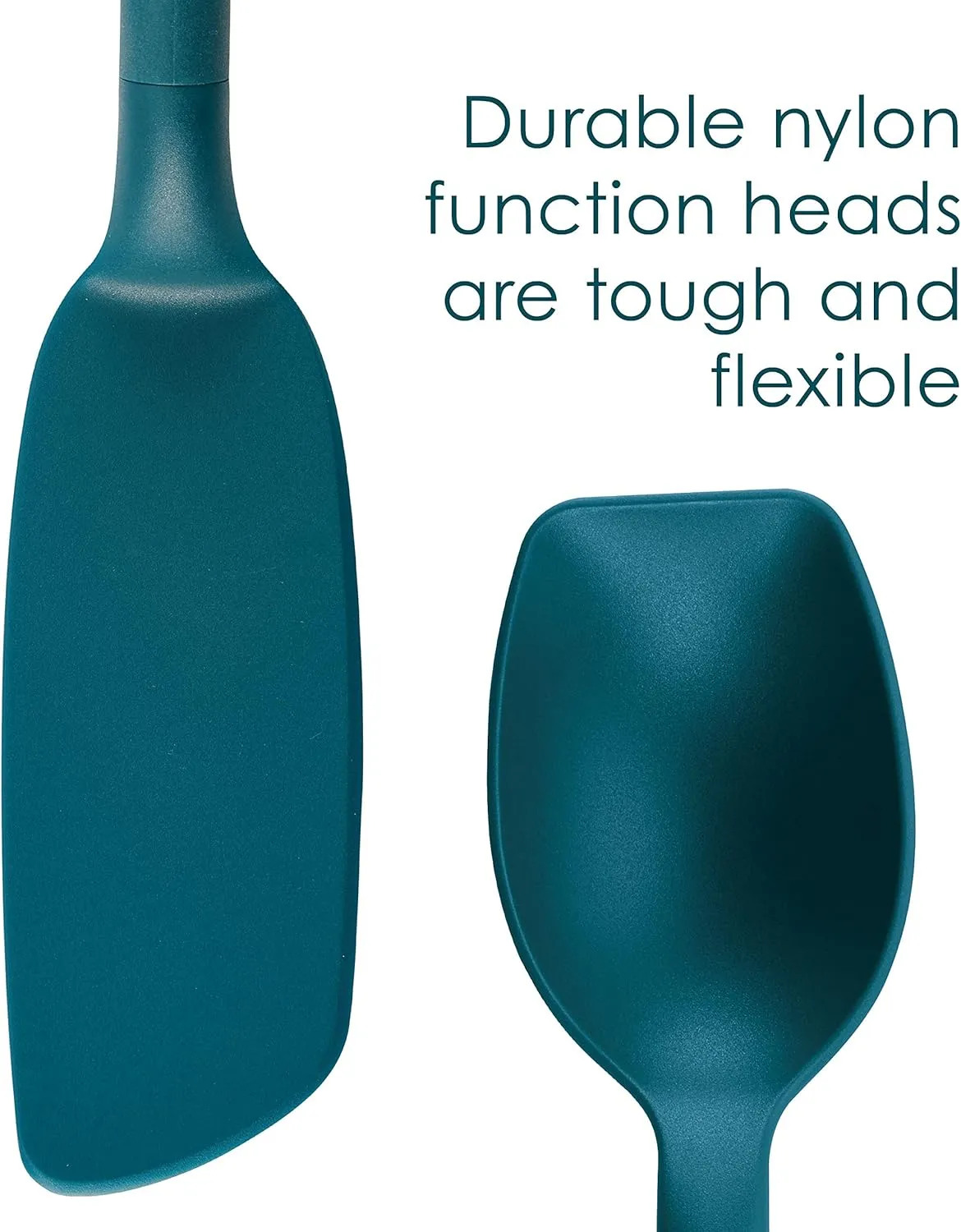 Rachael Ray Tools and Gadgets Lazy Crush & Chop, Flexi Turner, and Scraping Spoon Set / Cooking Utensils - 3 Piece, Teal Blue