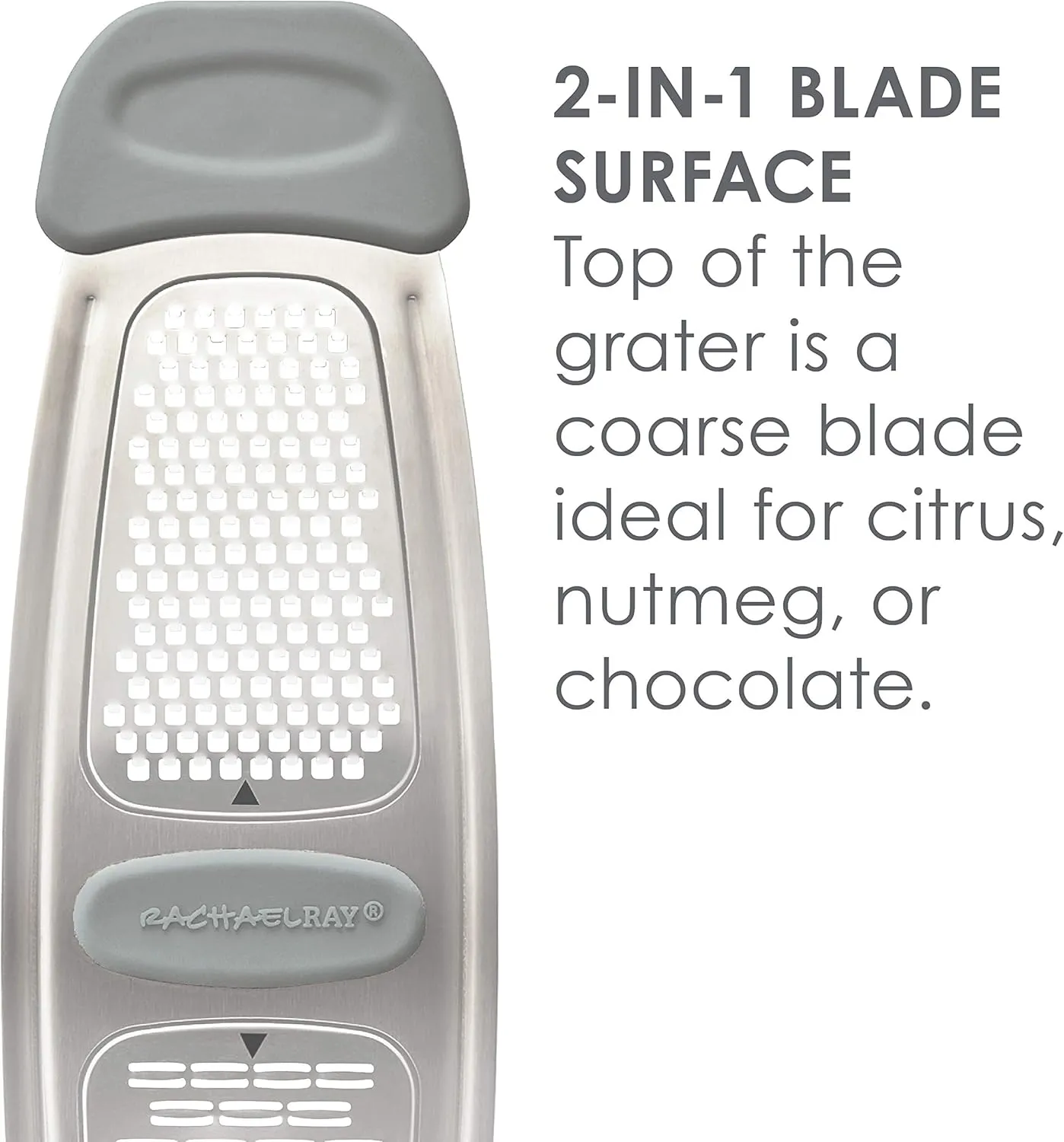 Rachael Ray Tools and Gadgets Stainless Steel Multi Grater for Cheese, Ginger, Garlic, and more, Gray