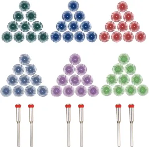 Radial Bristle Disc, GOXAWEE 66Pcs (1") Detail Abrasive Brush Kit (1/8" Shank Mandrel) for Rotary Tool - Mixed Grit 80# 120# 220# 400# 600# 1000#