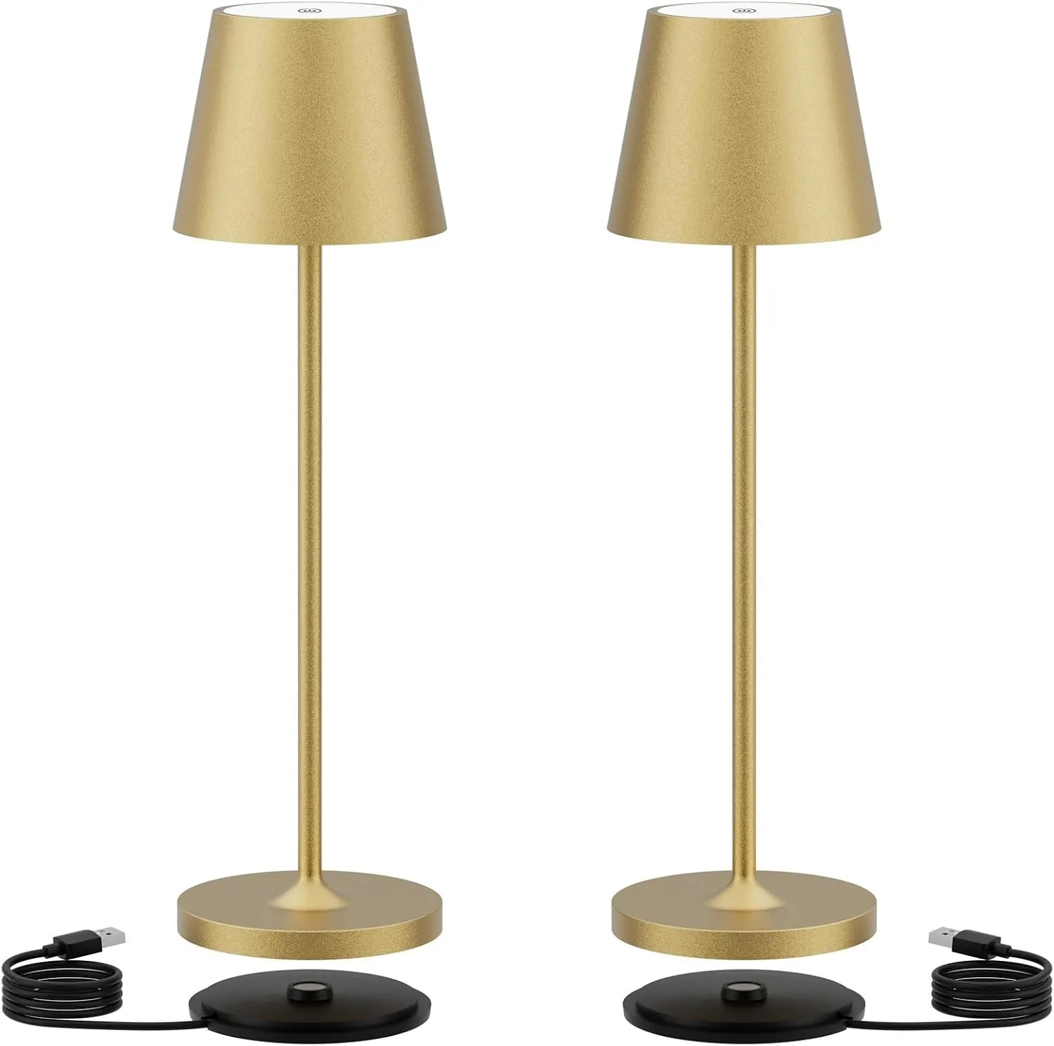 Ralaby IP54 Cordless Table Lamps Portable Rechargeable Battery Operated Lamp, Modern Aluminum Dimmable Indoor and Outdoor Cordless Lamp,Desk Lamp for/Restaurant/Bar/Cafe/Bedroom (2 Pack,Gold,4800mAh)