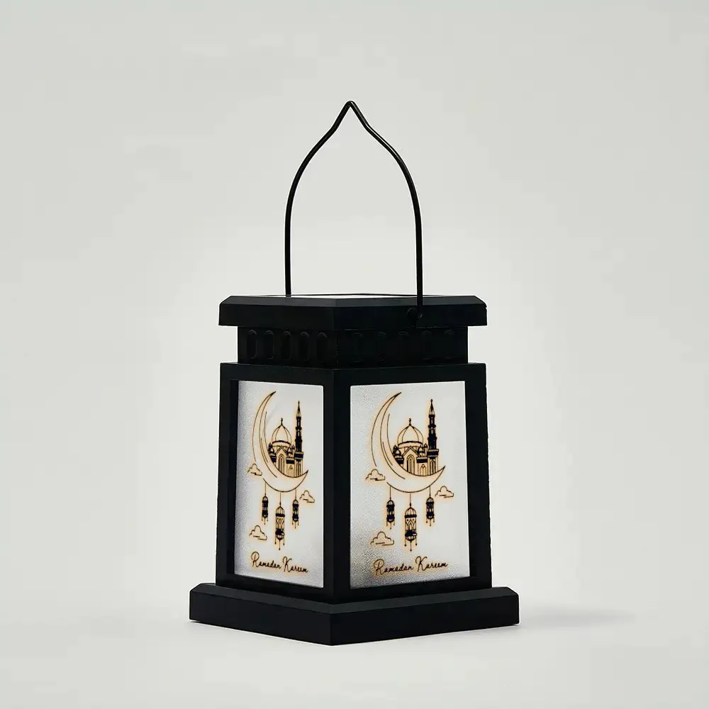 Ramadan Moon Solar Powered Square Lantern