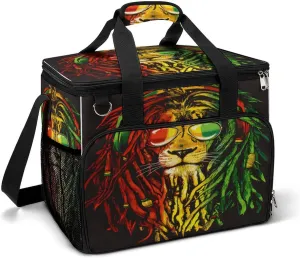 Rastafari Lion Cooler Bag, Collapsible Soft Sided Cooler, Large Leakproof Camping Cooler, Portable Travel Cooler for Camping, Road Trips