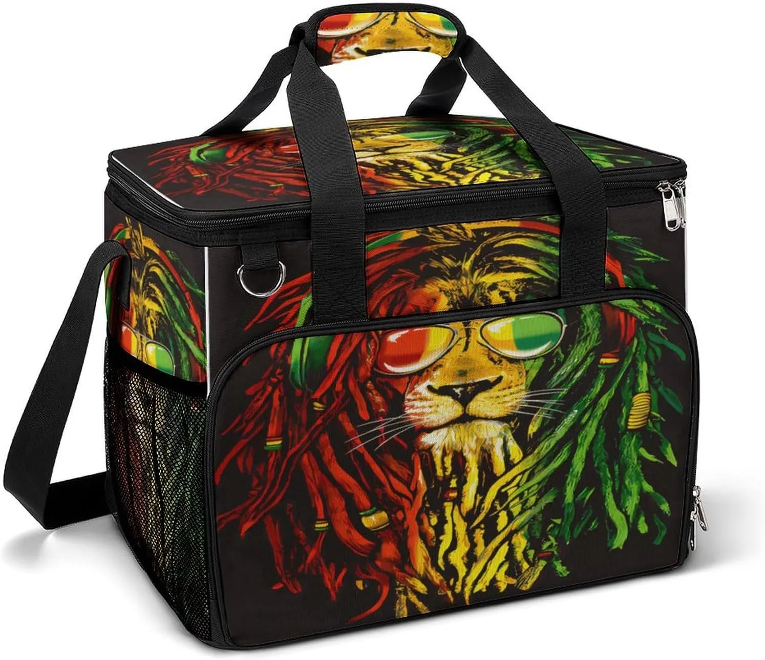 Rastafari Lion Cooler Bag, Collapsible Soft Sided Cooler, Large Leakproof Camping Cooler, Portable Travel Cooler for Camping, Road Trips