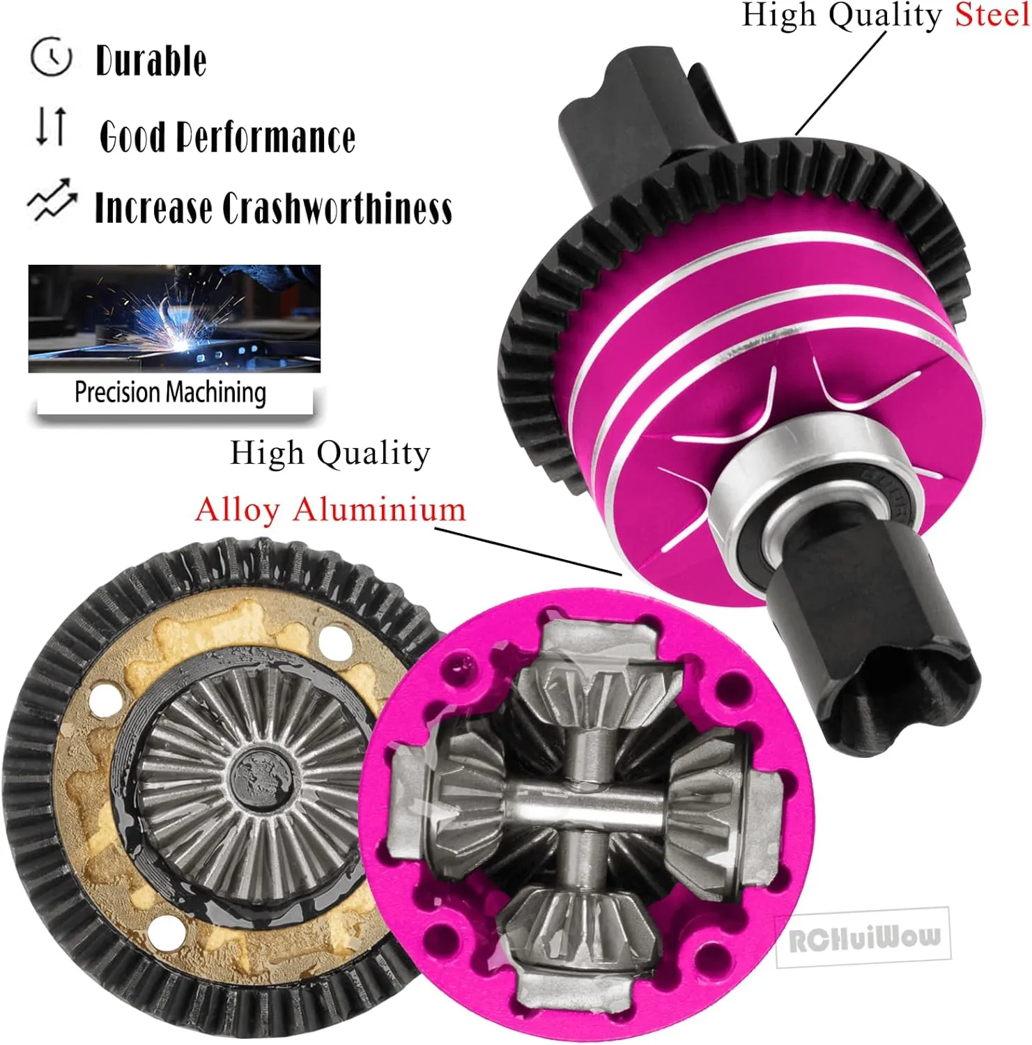 RC Front Rear Differential 43t & 10t Input Gear Upgrades Part for 1/8 Typhon Kraton Outcast Notorious 6S BLX,1/7 Infraction Limitless Mojave Infraction Felony 6S BLX,Pink