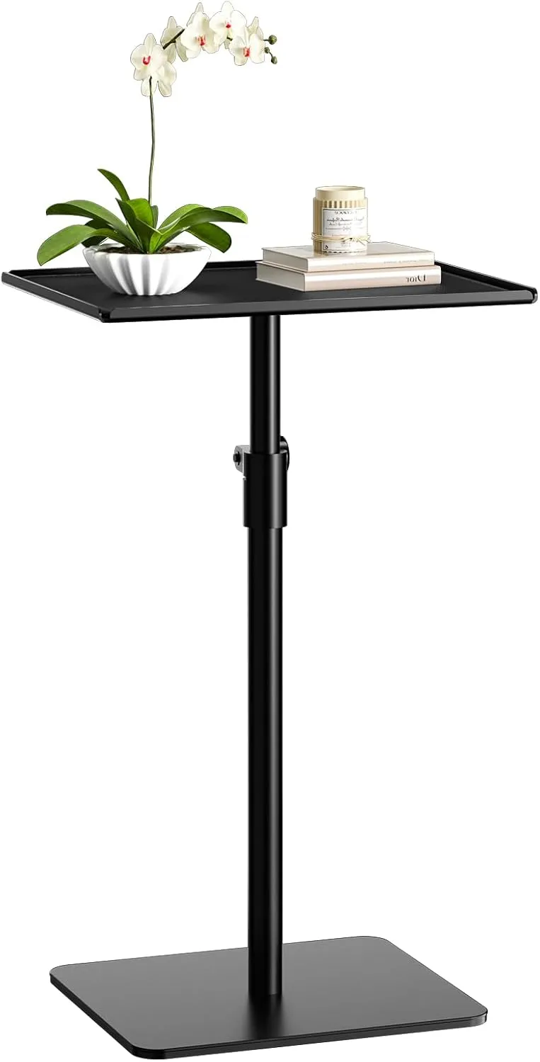 RCHYFEED Metal End Table,Height Adjustable Tall Side Tables Living Room,Small Side Table for Small Spaces with Matte Black Tray,Square Drink Coffee Tables Sofa Table for Bedroom,Indoor & Outdoor