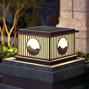 RCIDOS Traditional Solar Column Headlight Acrylic Lamp Shade Outdoor Waterproof IP54 Courtyard Pillar Cap Light Fence Decor Lantern Lighting Fixture Exterior Lamp for Landscape Community Patio Gard