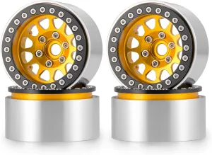 RCLIONS 4PCS 1.9" Beadlock Wheels RC Aluminum Rims for 1/10th AXIAL SCX10,SCX10 II,TRX4,Gen8 Gen7 RC Crawler Car Upgrade Parts