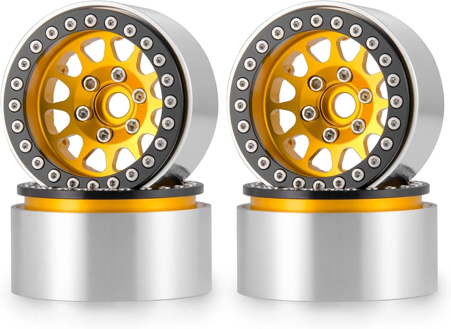 RCLIONS 4PCS 1.9" Beadlock Wheels RC Aluminum Rims for 1/10th AXIAL SCX10,SCX10 II,TRX4,Gen8 Gen7 RC Crawler Car Upgrade Parts