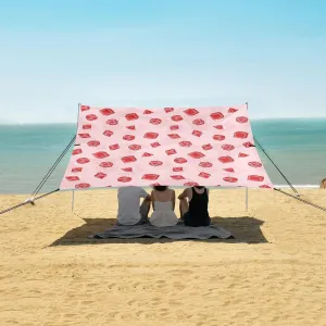 Red Dice Games Beach Canopy Tent Anti-UV & Wind Resistant, Camping Sun Shelter Easy Setup Portable,Outdoor Shade Tents with Sandbags,Sand Shovels,Ground Pegs & Stability Poles