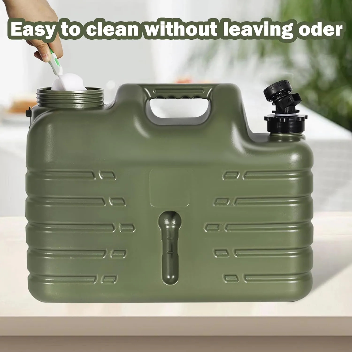 REDCAMP 4 Gallon/15L Portable Water Container with Spigot, Camping Water Jug for Camping, Emergency, Hiking & Car. Green
