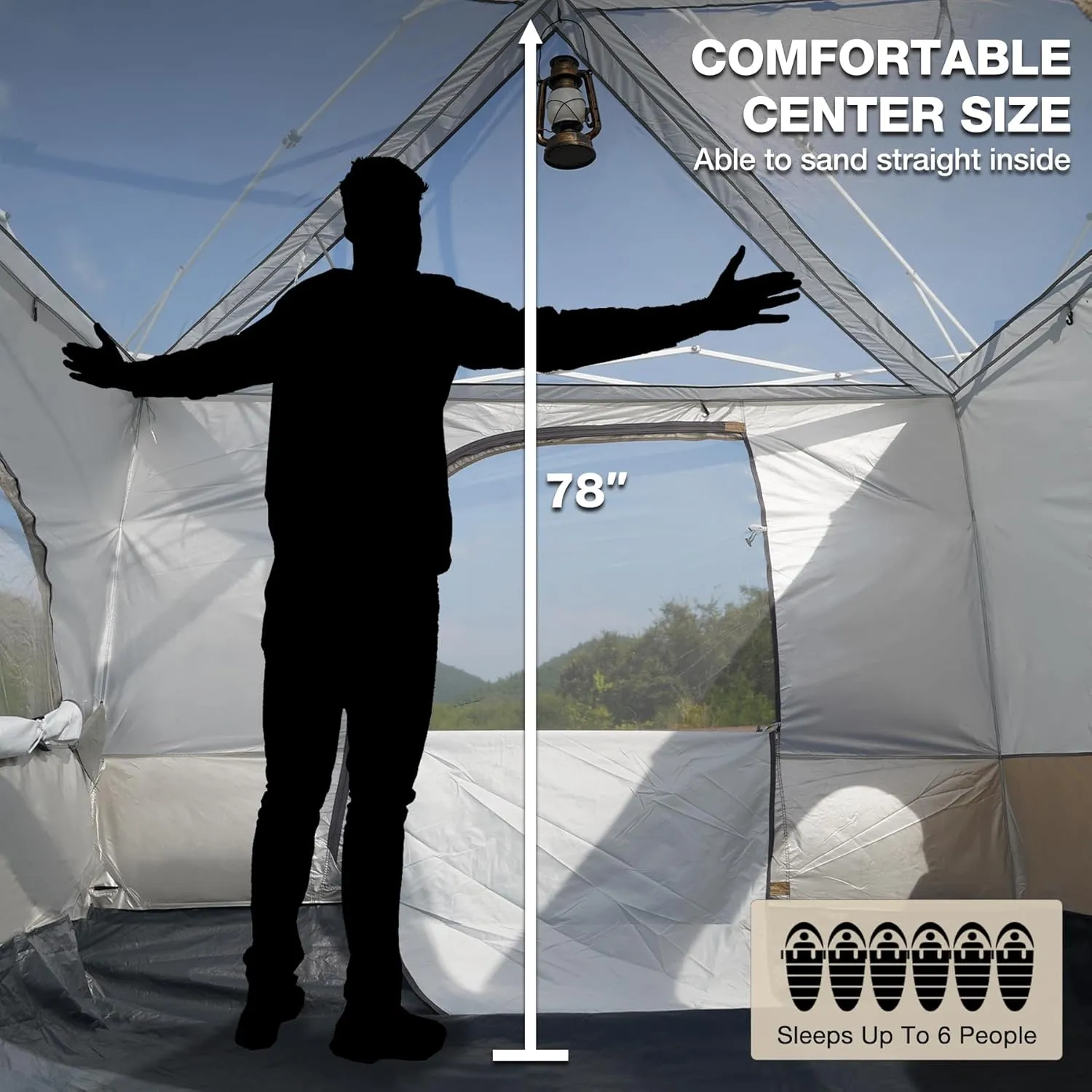 REDCAMP Canopy Camping Tent for Pop Up Canopy Tent, Inner Tent Converts Straight Leg 10'x10' or 10'x20' Canopy into Camping Tent, Fits 4-6 Person(Frame/Shelter NOT Included)