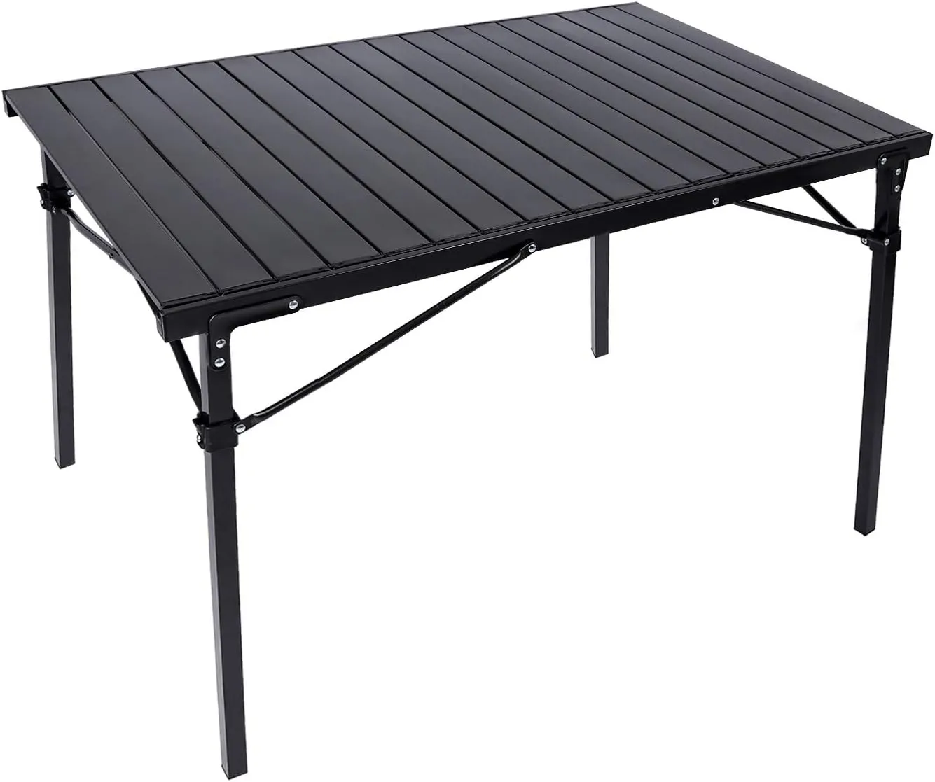 REDCAMP Roll Up Camping Tables That Fold Up, Lightweight Portable Compact Metal Camp Table for Grill Outdoor Picnic, Black Long