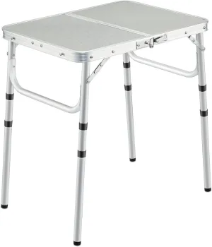REDCAMP Small Camping Table 2 Foot, Portable Aluminum Folding Table Adjustable Height Lightweight for Picnic Beach Outdoor Indoor, White 24 x 16 inch (3 Heights)