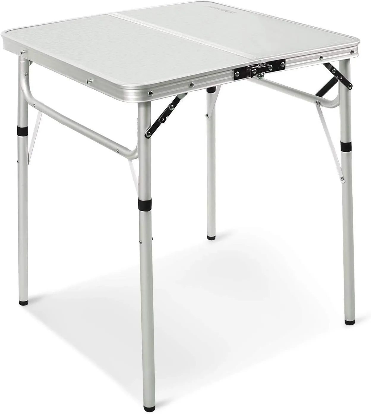 REDCAMP Small Square Folding Table 2 Foot Adjustable Height, Portable Aluminum Camping Table Lightweight for Picnic Beach Outdoor Indoor, White 24 x 24 inch