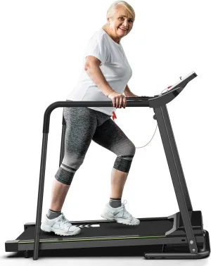 Redliro Walking Treadmill for Senior with Long Handrail, 300 lbs Capacity, Recovery Fitness Exercise Machine Foldable Treadmills for Home with Holder LCD Display, Holder for Phone & Cup