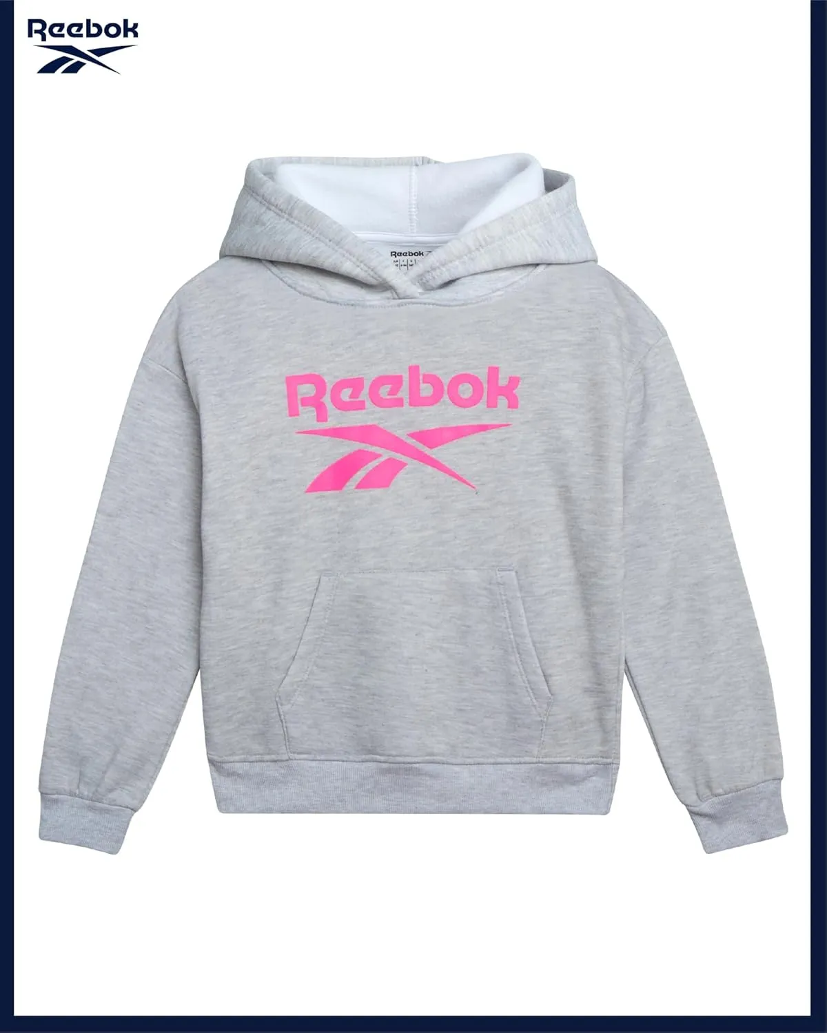 Reebok Girls' Activewear Set - 3 Piece Stylish Graphic T-Shirt, Fleece Pullover Hoodie, and Jogger Sweatpants (Size: 4-12)