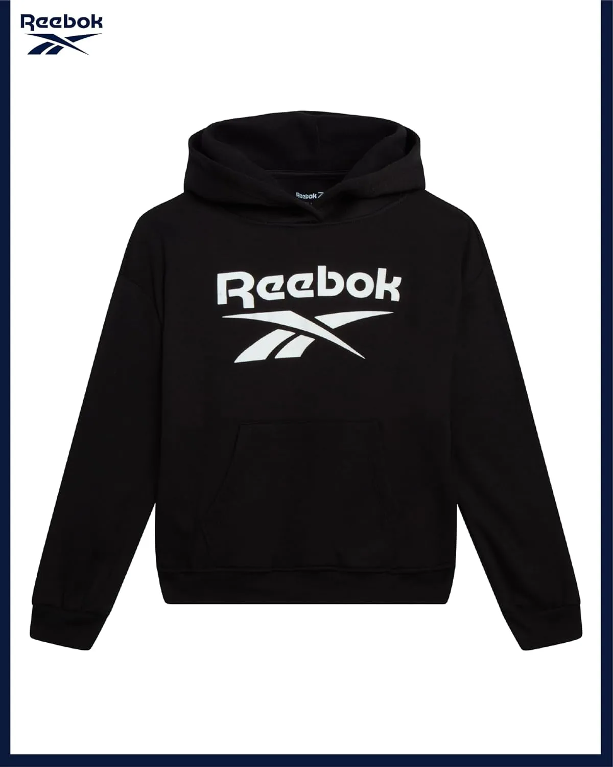 Reebok Girls' Activewear Set - 3 Piece Stylish Graphic T-Shirt, Fleece Pullover Hoodie, and Jogger Sweatpants (Size: 4-12)