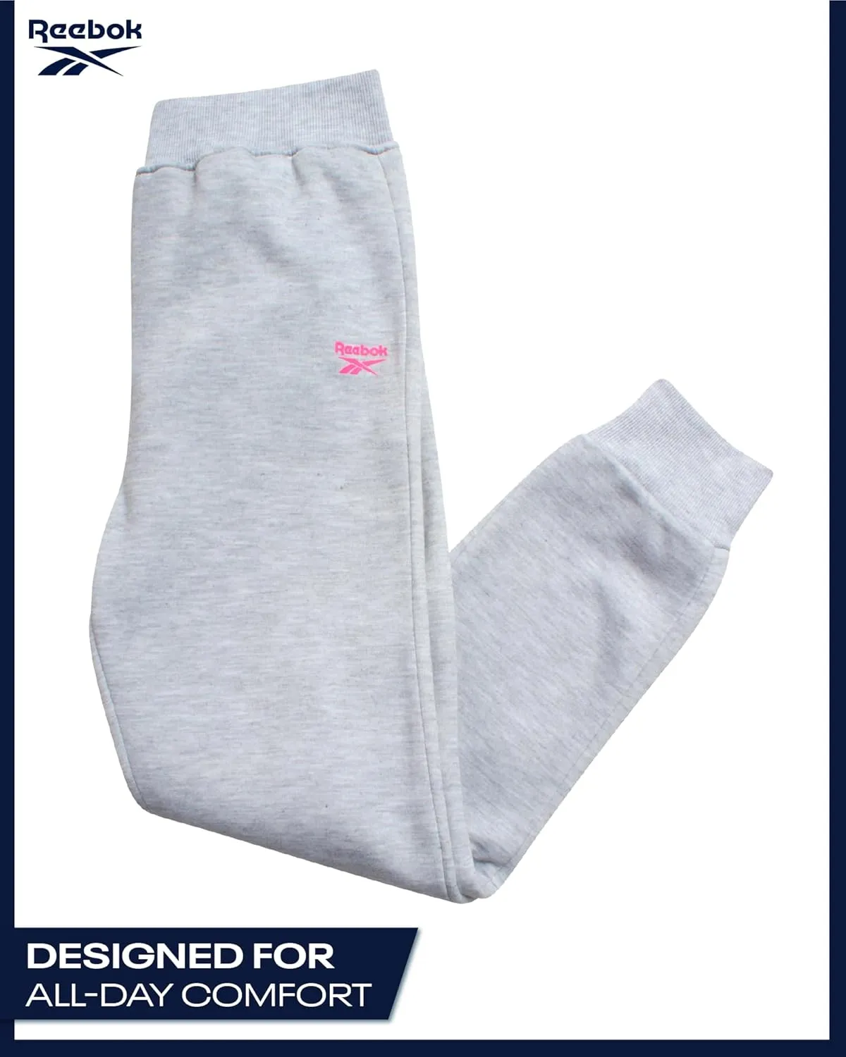 Reebok Girls' Activewear Set - 3 Piece Stylish Graphic T-Shirt, Fleece Pullover Hoodie, and Jogger Sweatpants (Size: 4-12)