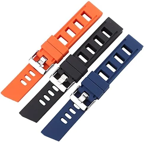 Replacement Watch Straps Rubber Watch Band Strap 20mm 22mm Orange Blue Black Women Men Waterproof Soft Silicone Watchbands (Band Color : BLACK, Band Width : 22mm)