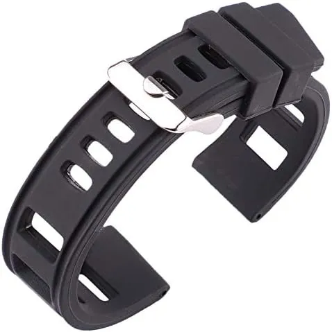 Replacement Watch Straps Rubber Watch Band Strap 20mm 22mm Orange Blue Black Women Men Waterproof Soft Silicone Watchbands (Band Color : BLACK, Band Width : 22mm)