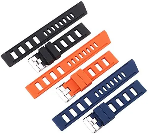 Replacement Watch Straps Rubber Watch Band Strap 20mm 22mm Orange Blue Black Women Men Waterproof Soft Silicone Watchbands (Band Color : BLACK, Band Width : 22mm)