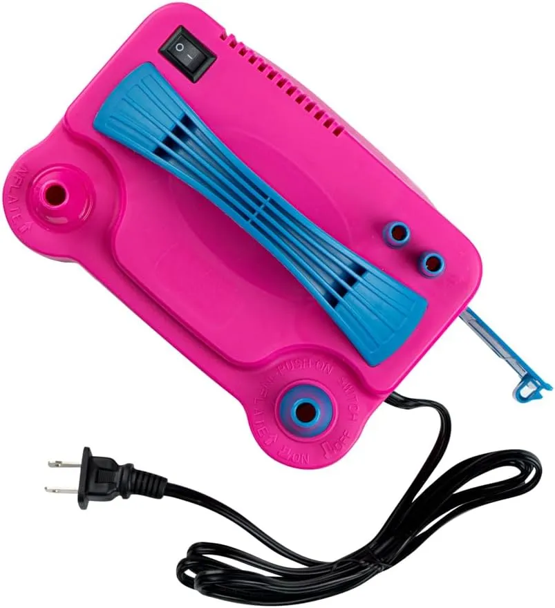 Restaurantware Balloonify 600W Electric Air Pump 1 Portable Balloon Inflator - Dual Modes Two Nozzle Sizes Pink & Blue Plastic Air Pump For Balloons 110V powerchord Double Inflation Design