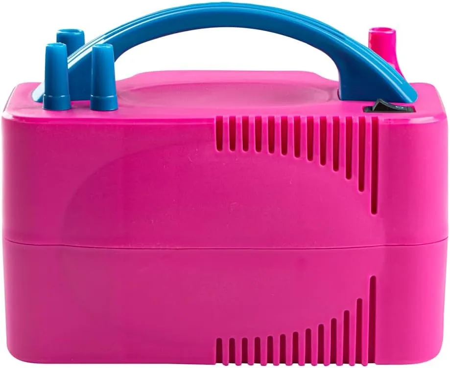 Restaurantware Balloonify 600W Electric Air Pump 1 Portable Balloon Inflator - Dual Modes Two Nozzle Sizes Pink & Blue Plastic Air Pump For Balloons 110V powerchord Double Inflation Design
