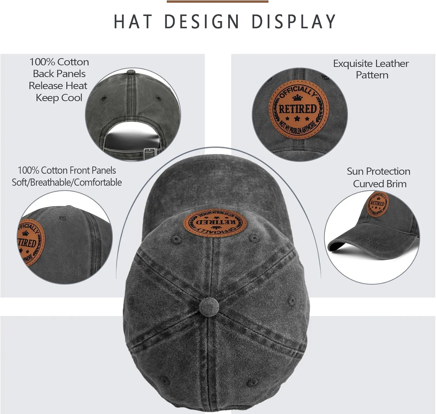 Retirement Gifts for Men Women 2025 Funny Retired Hat Retirement Party Decoration 100% Cotton Baseball Cap