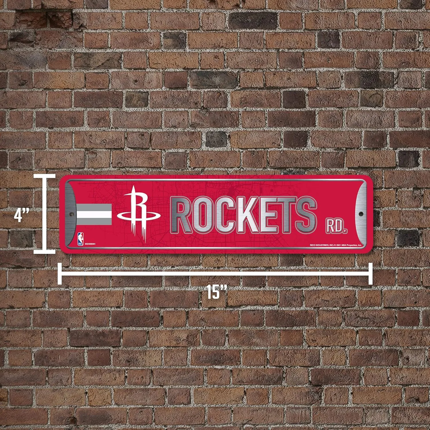 Rico Industries NBA Metal Street Sign Metal Street Sign 4" x 15" Home Décor - Bedroom - Office - Man Cave