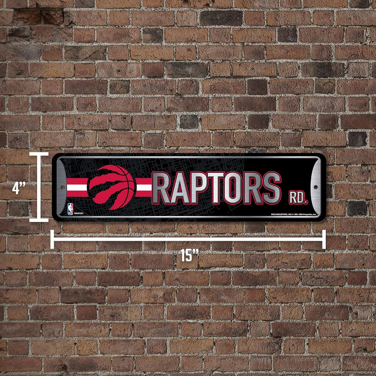 Rico Industries NBA Metal Street Sign Metal Street Sign 4" x 15" Home Décor - Bedroom - Office - Man Cave