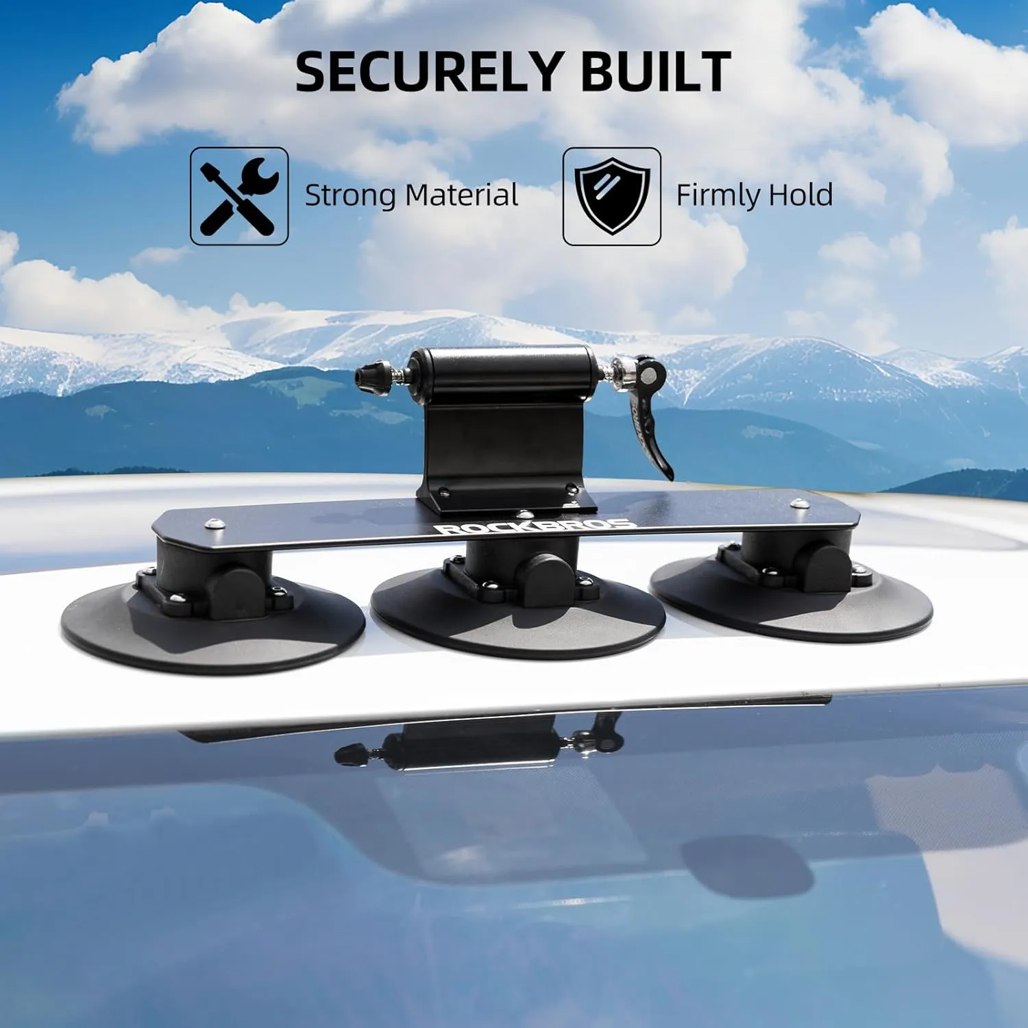 ROCKBROS Suction Cup Bike Rack for Car Roof Top Sucker Bike Rack Quick Release Aluminium Alloy Bike Carrier with Sucker for 1 Bike