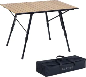 Roll Up Camping Table with Adjustable Legs,Indoor & Outdoor Compact Folding Table, Sturdy Aluminum Table, Oversized Surface,Collapsible Camping Table for Picnic, Backyard Party
