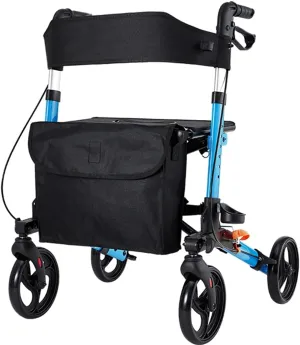 Rollators Lightweight Foldable Walker-Can Easily Fold The Trunk and Travel-Height Adjustable-Includes A Practical Bag Under The Seat-Walker for The Elderly-Walker-Blu