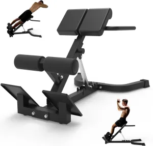 Roman Chair Back Extension Bench for Home Gym - Adjustable Hyperextension Bench for Core & Lower Back Workout, 330lbs Weight Capacity, Multi-Functional Ab & Glute Trainer, Foldable & Space-Saving