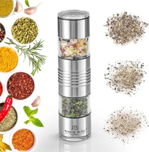 ROMER & BECHTEL 2-In-1 Salt And Pepper Grinder Set, Travel Salt And Pepper Shakers Mini, Small Salt And Pepper Grinder Refillable Mill With Adjustable & Ceramic Rotor
