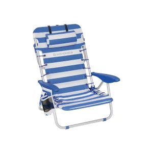 Rootz Aluminum Camping Chair Set - Blue-White - Oxford Fabric - Lightweight Foldable Chairs - 68cm x 63cm x 75cm