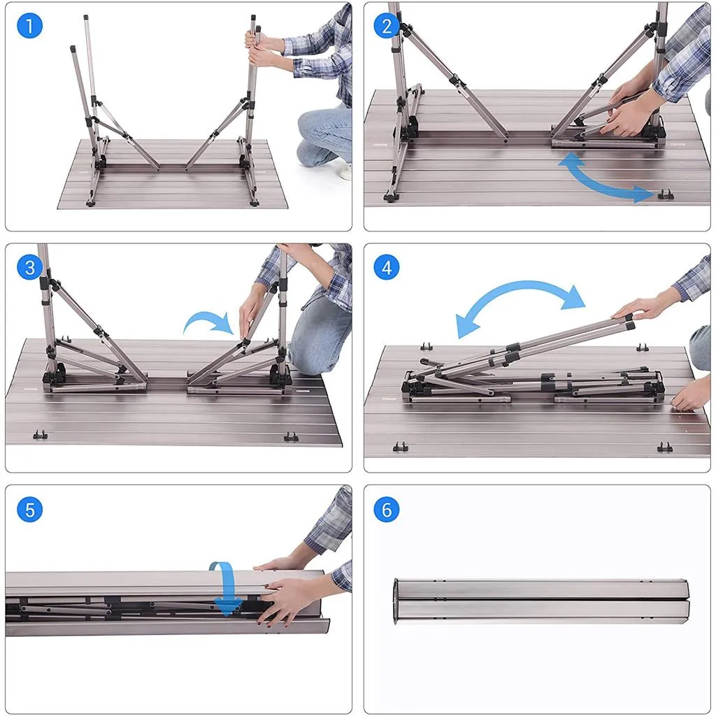 Rootz Aluminum Camping Table - Picnic Table - Outdoor Table - Stable & Lightweight - Foldable Design - High-Quality Aluminum - Portable & Compact - 100cm x 69cm x 70cm