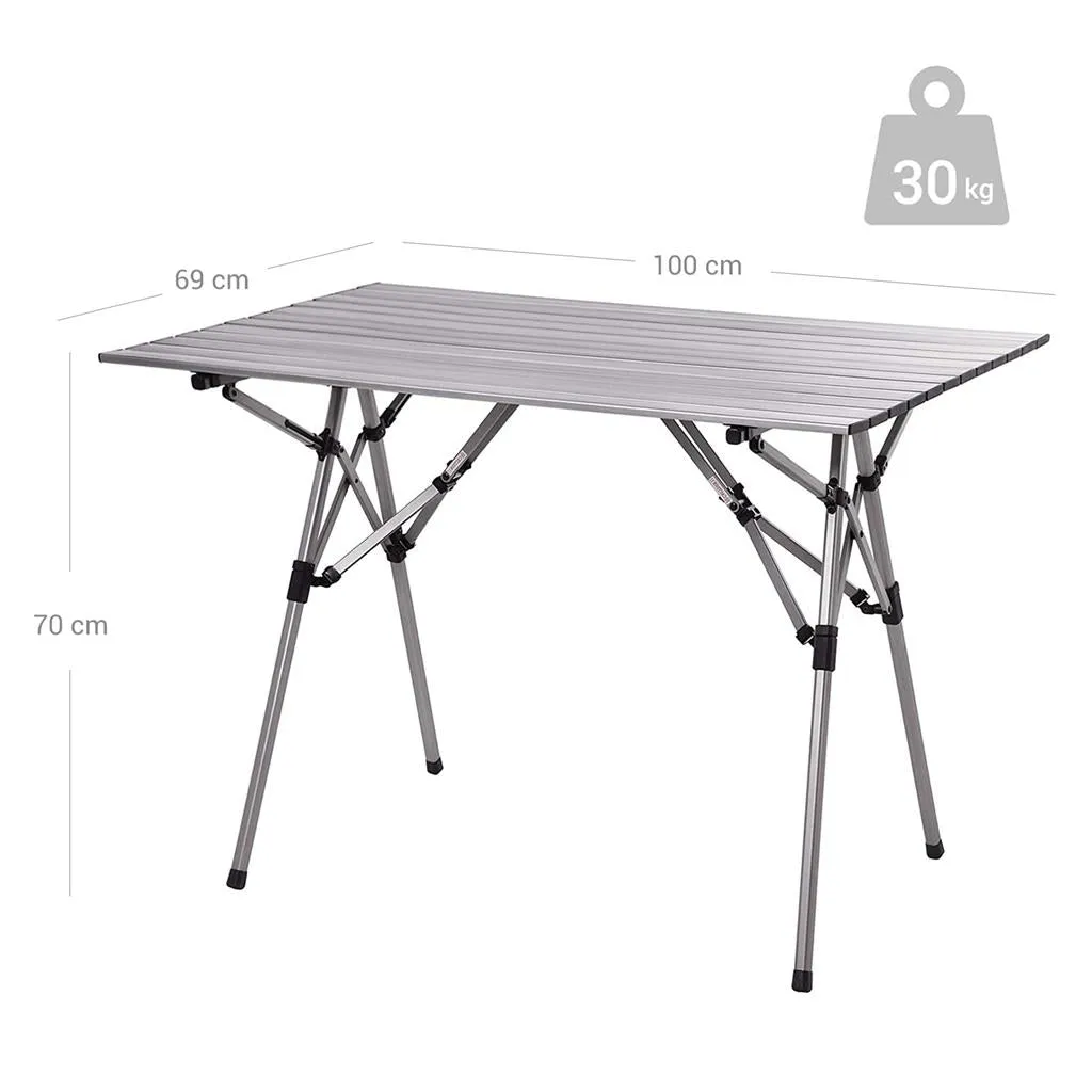 Rootz Aluminum Camping Table - Picnic Table - Outdoor Table - Stable & Lightweight - Foldable Design - High-Quality Aluminum - Portable & Compact - 100cm x 69cm x 70cm