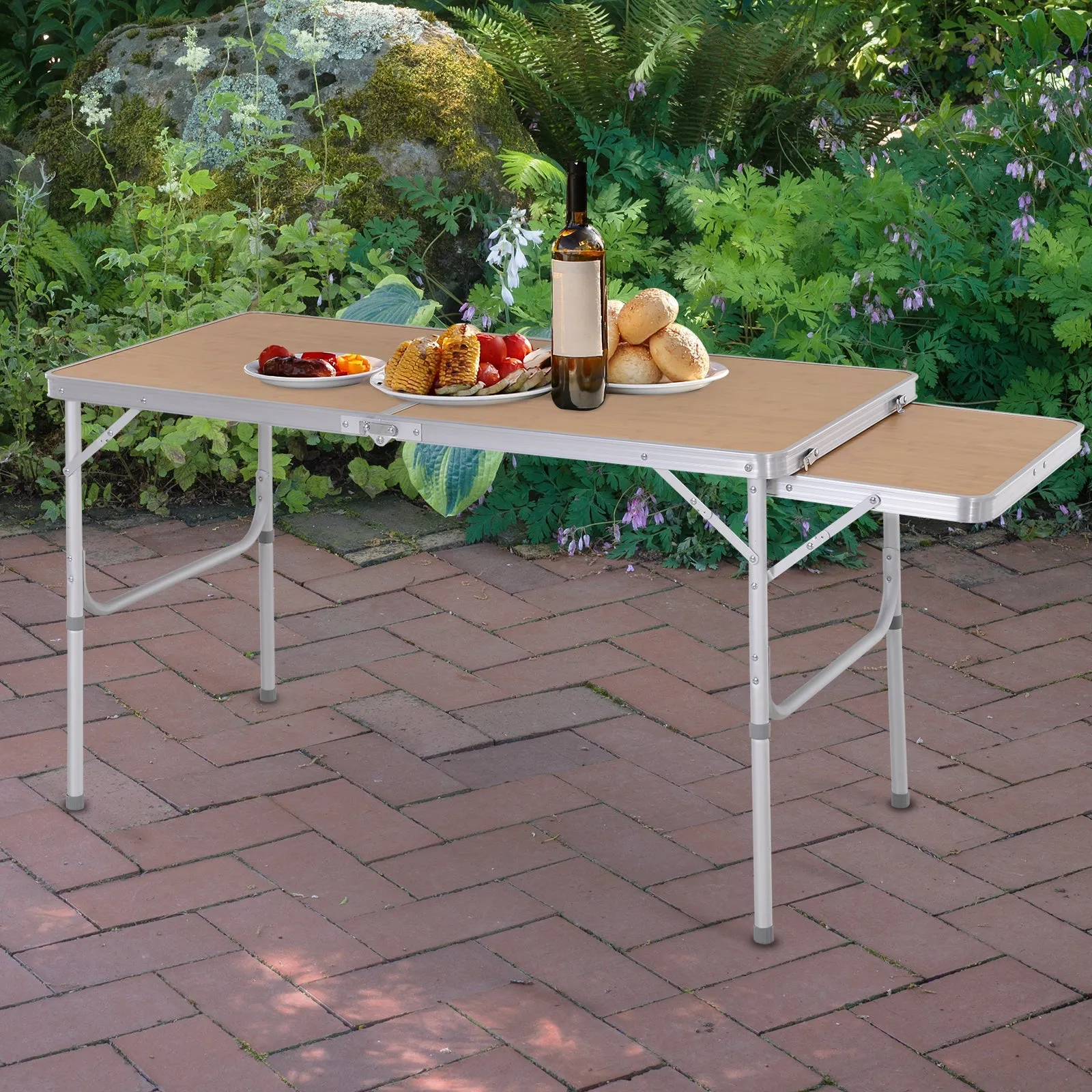 Rootz Camping Table - Folding Table - Picnic Table - Height Adjustable - Aluminum Build - 120x60x40/70cm