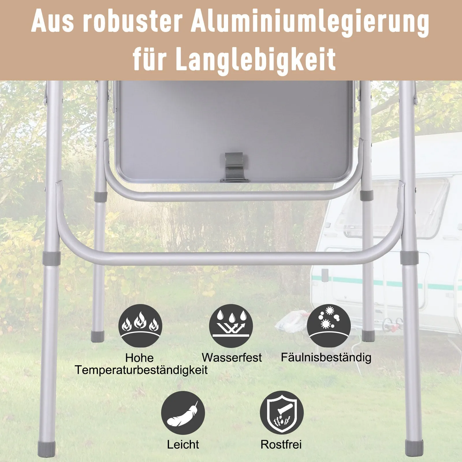 Rootz Camping Table - Folding Table - Picnic Table - Height Adjustable - Aluminum Build - 120x60x40/70cm