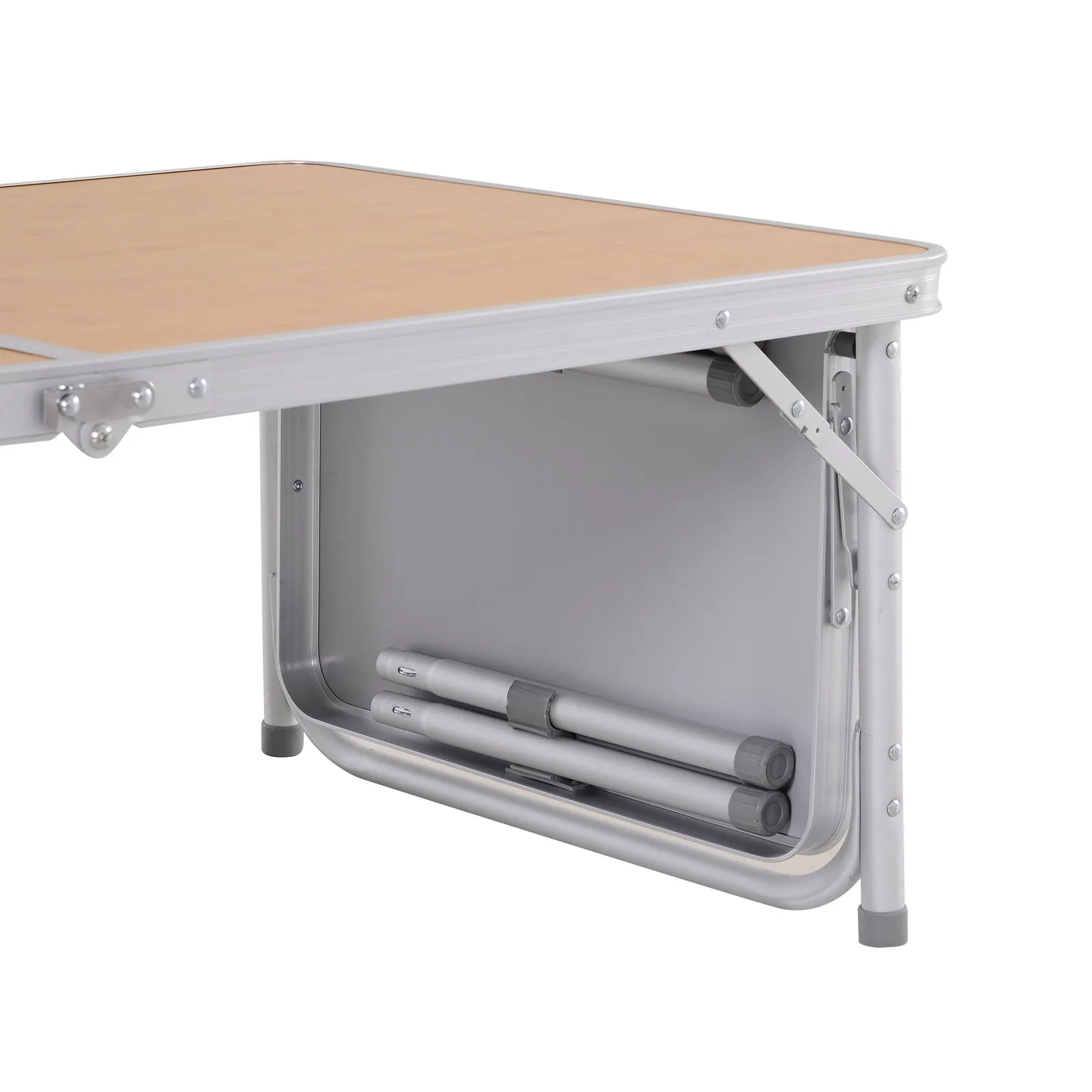 Rootz Camping Table - Folding Table - Picnic Table - Height Adjustable - Aluminum Build - 120x60x40/70cm