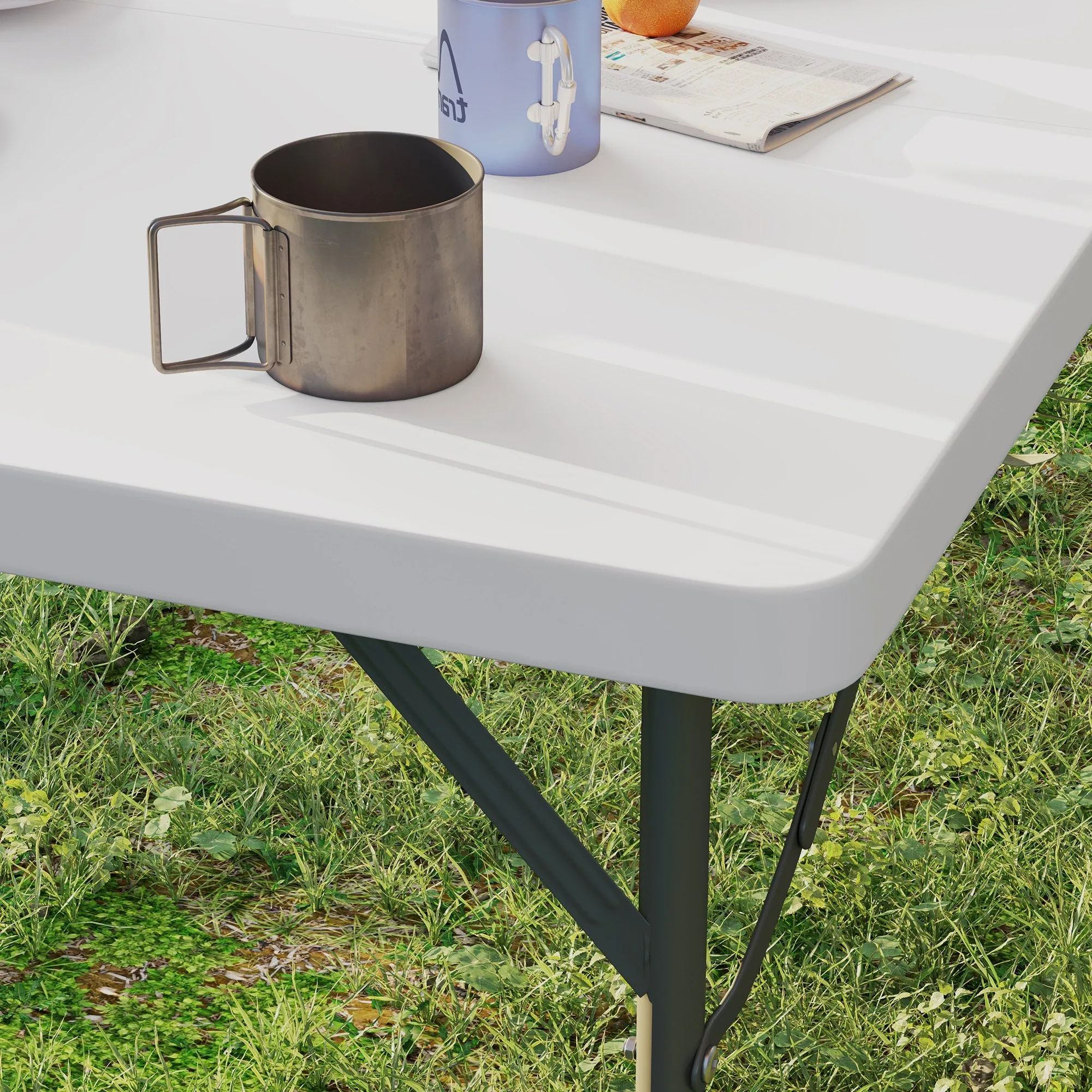 Rootz Foldable Picnic Table - Camping Table - Adjustable Height Table - Easy Transport - 86 x 86 x 74 cm