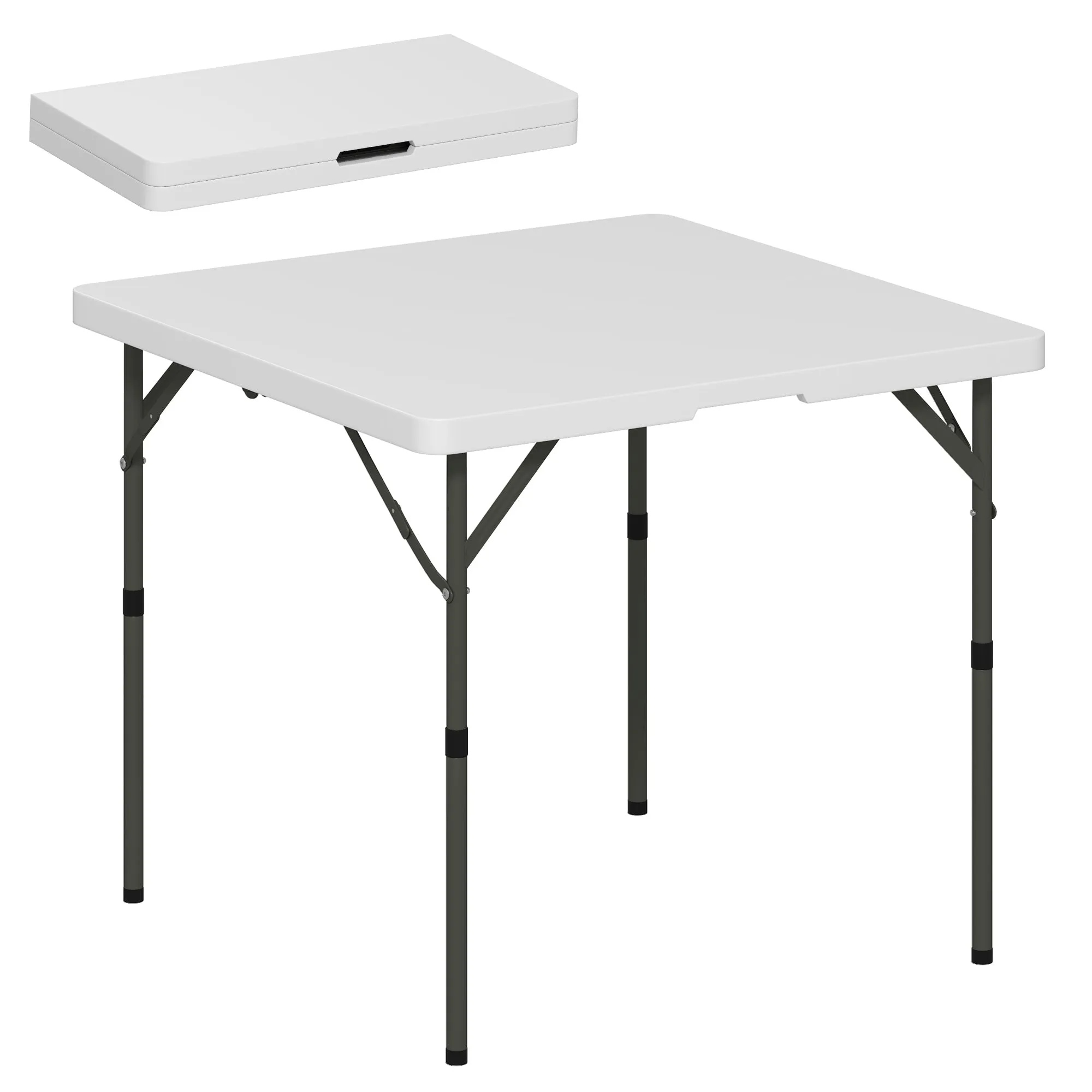 Rootz Foldable Picnic Table - Camping Table - Adjustable Height Table - Easy Transport - 86 x 86 x 74 cm