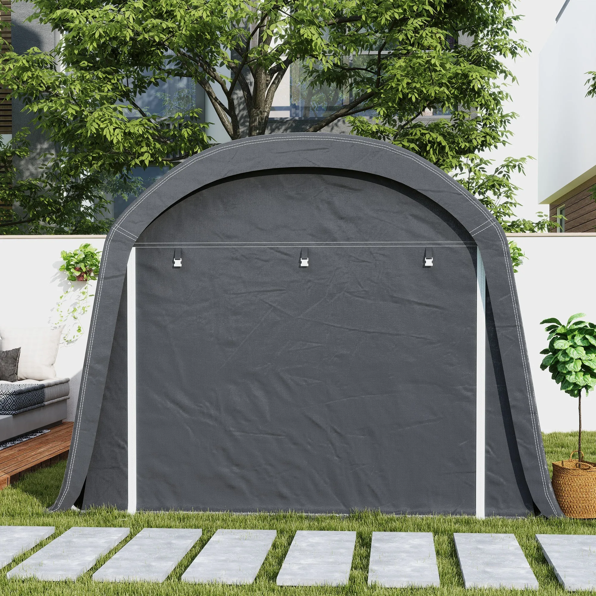Rootz Garden Storage Tent - Tool Tent - Installable Garage - UV-Resistant - 300l x 450b x 230h cm - Grey