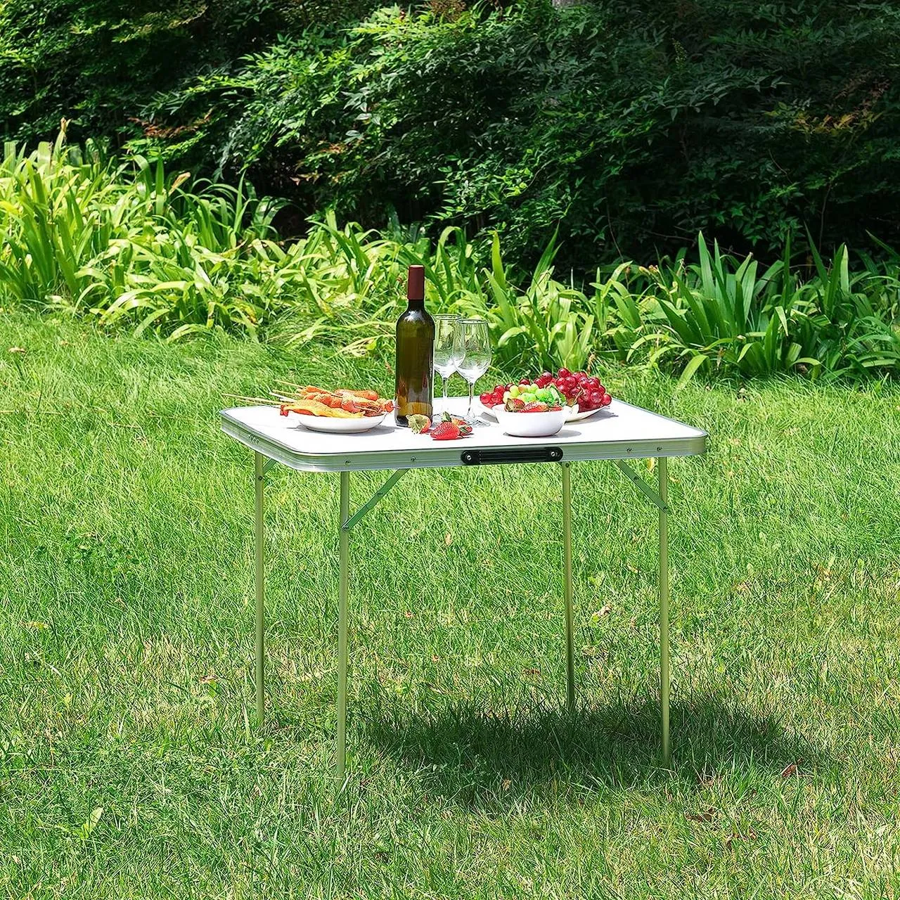 Rootz Portable Aluminum Camping Table - Folding Outdoor Table -Compact Foldable Table - Lightweight - 60cm x 70cm x 80cm